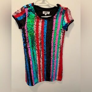Airoldi Colorful Sequin Stripe Girls' Dress - Multicolor